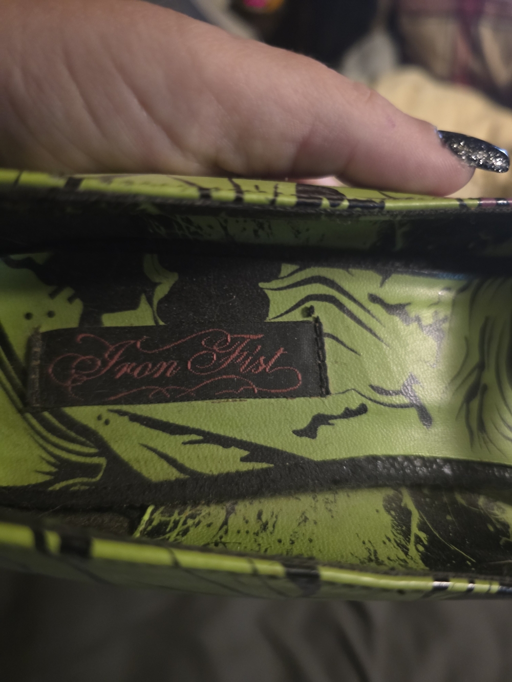 Green & Pink Graphic IRON FIST Zombie High Heel Pump PEEPTOE - Picture 9 of 9
